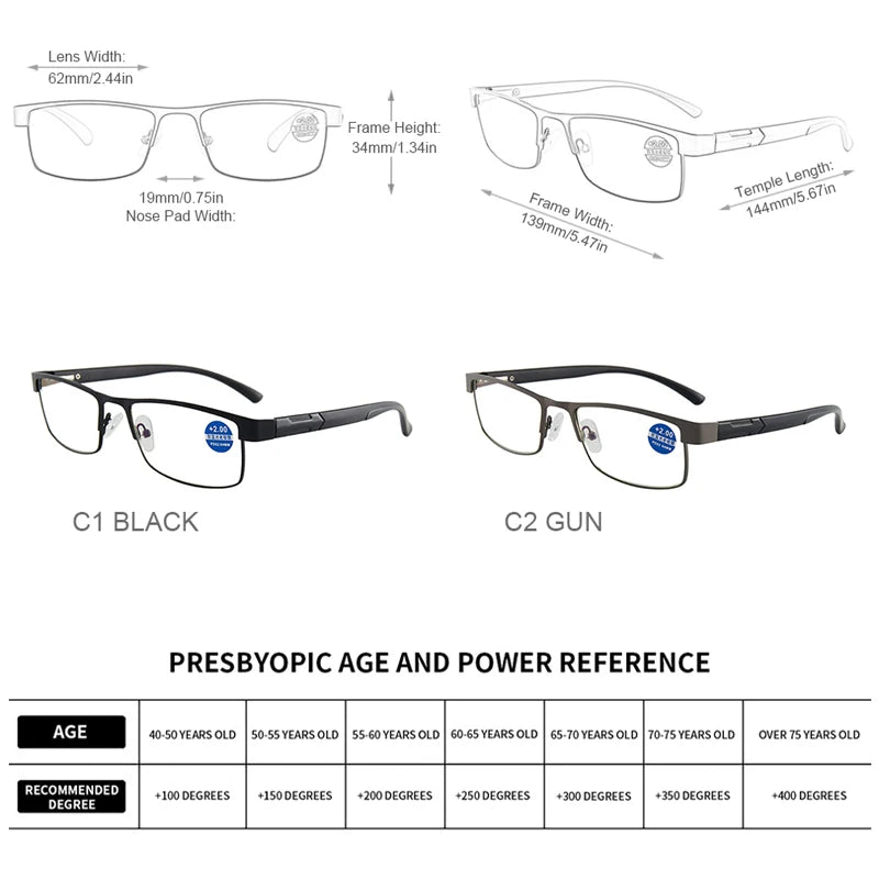 HOOBAN Stainless Steel Rectangular Glasses