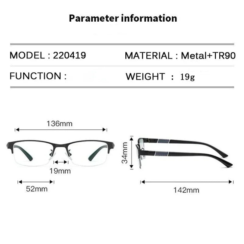 Slim Half-Frame Glasses – Contemporary Office Style