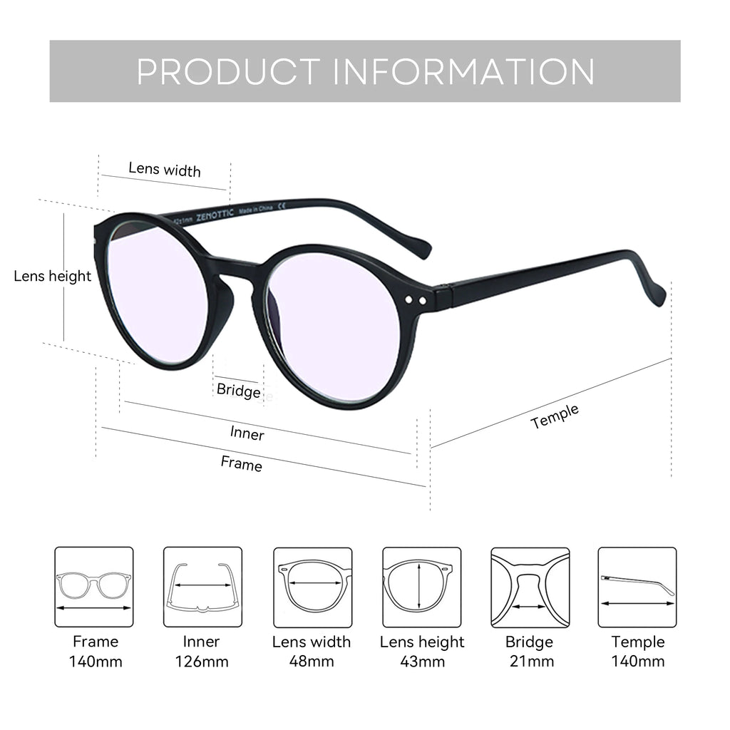 ZENOTTIC Circular Frame Glasses – Urban Minimal Look